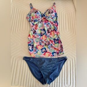 Pinkblush & Xhilaration - Colorful Floral Tankini and Blue Bottons